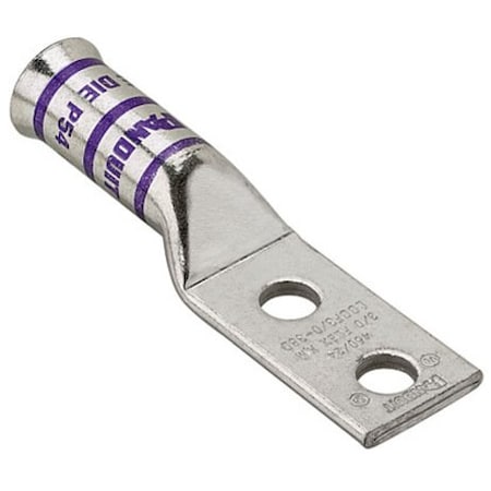 Panduit One-Hole Compression Lug, 250 kcmil Max, 1 to 2 in Stud, Long Barrel, Copper, White LCCF250-12-X